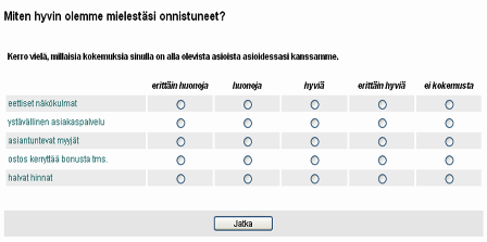 Arviointitaulun matriisi_vastaaja